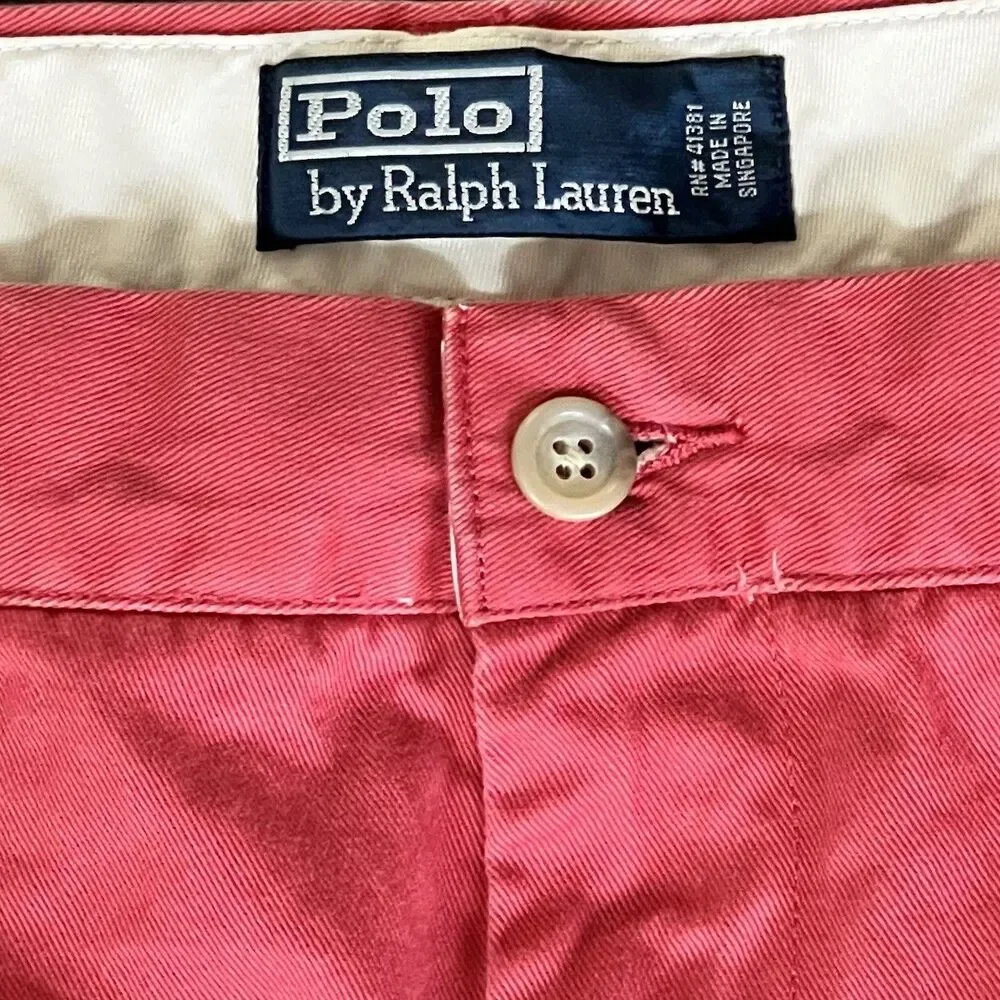 Polo Ralph Lauren Pants Mens 34‎ Red Chino Flat Front 34x27 Classic Chino